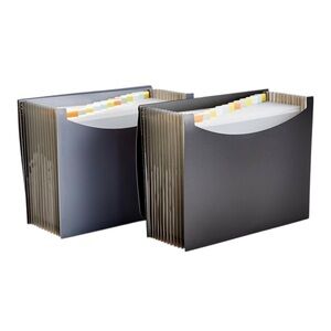Amazon Basics Expanding Organizer File Folder, Letter Size Black & Gray NWT